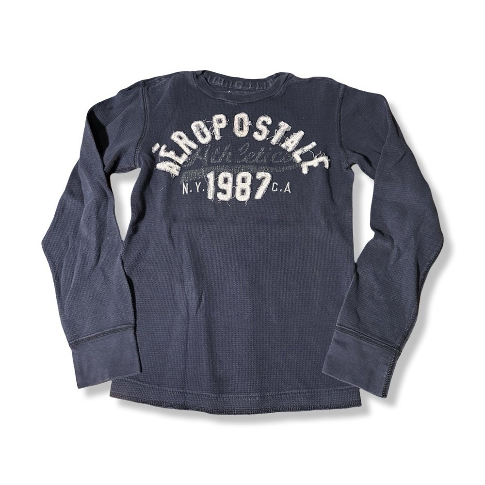 Y2K Aeropostale Waffle Weave Thermal Shirt Long Sleeve Embroidered Logo Mens XS